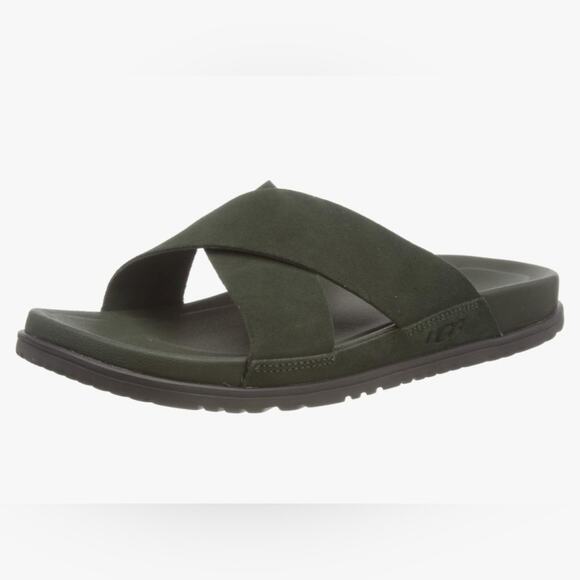 UGG Men's Wainscott Slide Green Leather Sandals Size 11M - Picture 1 of 6